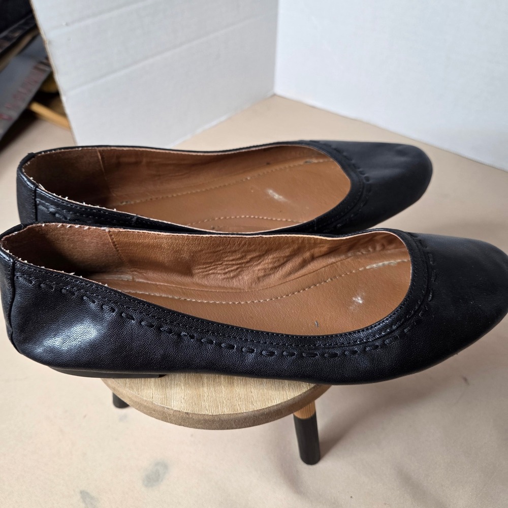 Frye & Co Womens Black Leather Whipstitch Round Toe Ballet Flats Shoes Size 8.5 - Picture 8 of 15